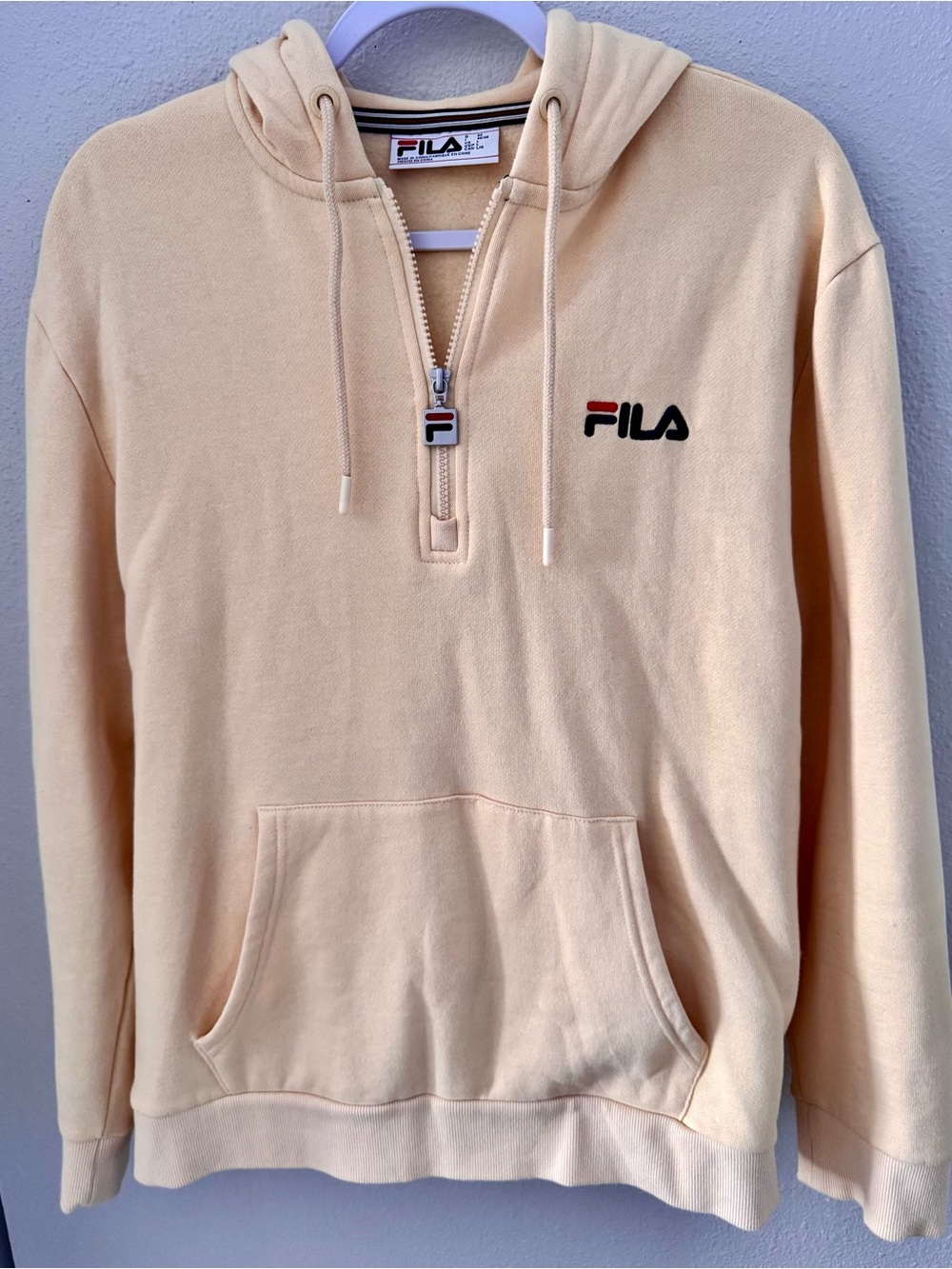 FILA Quarter Zip Hoodie | Pale Yellow/Cream